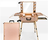 24 pouces Nouveau Trolley Cosmétique Cas Roulant Bagages Maquillage Boîte Pliable Beauté Boîte Table Valise