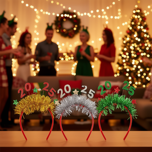 D0100HAMKLW 2025 Nuovo Anno Cerchietti in Plastica con Paillettes Multicolore Accessori per Capelli Unisex per Feste Natalizie - Product Image 2