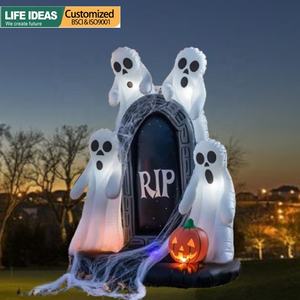 हेलोलिन ने 6 फीट हेलोलीन इंफ्लेटेबल स्मूकी भूत को टोम्बस्टोन और एलईडी लाइट के साथ उड़ा दिया - Product Image 5