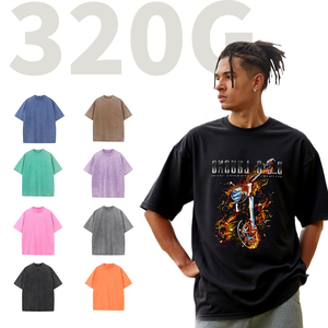 Shengshi T-shirt pour adultes lavage à l'acide régulier col rond 320g coton doux rétro quotidien avec impression personnalisée achat T-shirt formation pour unisexe - Product Image 1