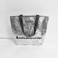 Sac de courses réutilisable écologique portable en PP laminé imprimé personnalisé recyclable, sac à main en PP tissé argenté tendance