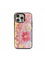 Coque de téléphone portable INS avec peinture à l'huile de fleurs colorées argentées pour iPhone 16 Plus 15 Pro Max 14 13, coque transparente IMD, coque arrière