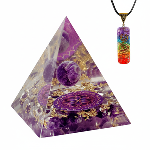 Améthyste faite à la main Orgone pyramide pendentif cristal générateur d'énergie pour Chakra guérison amour poli pour la décoration intérieure vente d'usine - Product Image 1