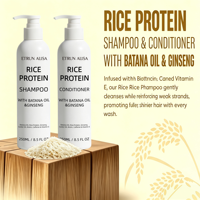 Kondisioner Protein Beras Label Pribadi 250ml Minyak Batana Ginseng Biotin Menghaluskan Rambut Kering Mengembang Perbaikan Rambut Kering Grosir OEM ODM