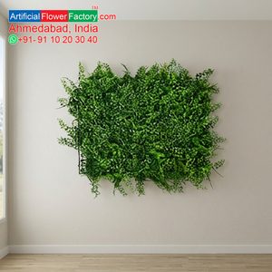 แผ่นผนังตกแต่งใบไม้สีเขียวสำหรับสวนแนวตั้ง แผ่นหญ้าเทียมสำหรับตกแต่งผนังภายในและภายนอกอาคาร - Product Image 4