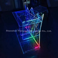 Soporte acrílico para DJ de tamaño personalizado al por mayor con luces LED mesa de bar transparente para bares de fiesta para estantes de exhibición con el logotipo de la marca
