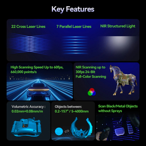 Scanner 3D Creality Raptor Pro, 22 lignes laser croisées, vitesse de numérisation élevée jusqu'à 60 ips, 660 000 points/s, scanner 3D automobile - Product Image 5