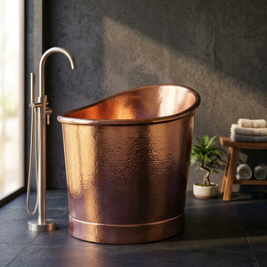 Bañera Ovalada de Cobre Martillado con Patas, Bañera Clásica de Cobre para el Hogar - Artesanía India - Product Image 4