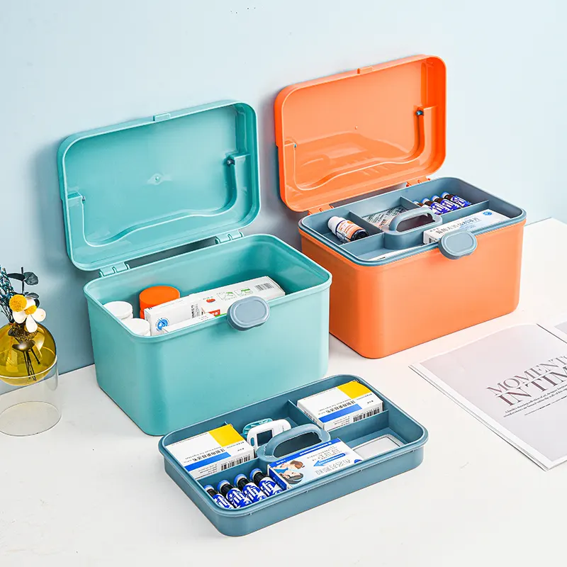 Plastic Lockable Medicine Storage Box with Removable tray Multipurpose Organizer and Storage Case Family First Aid Box