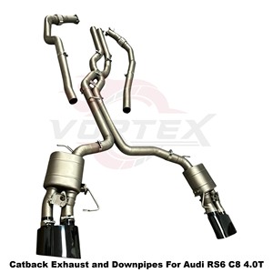 Vortex Lightweight <b>Sandblasted</b> Titanium Full System With Downpipes For Audi RS6 C8 4.0T Track Racing Upgrade - Product Image 2