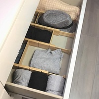 Organiseurs de cuisine, salle de bain et bureau : Ensemble de 4 séparateurs de tiroirs extensibles en bambou réglables pour tiroirs de cuisine