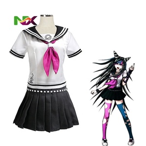 อะนิเมะดันกันรอนปะคอสเพลย์เครื่องแต่งกายเอโนชิมะ จุนโกะชุดเครื่องแบบเอโนชิมะ จุนโกะเครื่องแต่งกายกระโปรงสั้นวิกผมถักเปียหางคู่ - Product Image 6