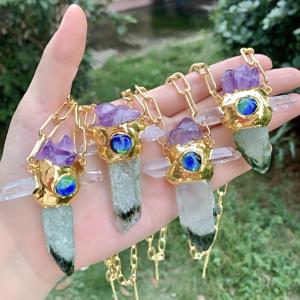 BD-C2553 populaire quartz <span class=keywords><strong>clair</strong></span> pour hommes femmes collier plaqué or 18 carats costumes quotidiens collier de quartz <span class=keywords><strong>clair</strong></span> - Product Image 2