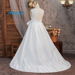 MQATZ <span class=keywords><strong>Eleganti</strong></span> Abiti Floreali di Lusso per Bambine, <span class=keywords><strong>Vestiti</strong></span> da Cerimonia Bianchi con Schiena Scoperta e Decorazioni in Pizzo - Product Image 2