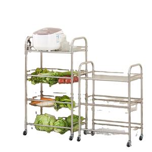 Customizable 3/4/5-Layer Stainless Steel Kitchen <b>Storage</b> Rack Metal Trolley for Household <b>Vegetable</b> and Fruit <b>Basket</b> <b>Storage</b> - Product Image 1