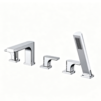 Robinet de baignoire HONGDEC de luxe en laiton chromé, 5 trous, mitigeur de baignoire à poser sur le rebord, ensemble de robinetterie de salle de bain