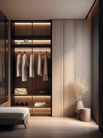 Dressing moderne et simple, rangement zoné sur mesure pour toute la maison, armoire ouverte