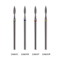 Fraise à ongles professionnelle pour cuticules, manucure russe, fraises diamantées pour ongles, flamme 2x8 2.6x7, acier inoxydable, fraises rotatives diamantées pour ongles, pointes en gel