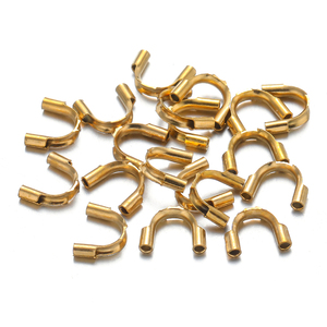 50 buah/tas 18K gesper koneksi <span class=keywords><strong>Loop</strong></span> berbentuk U pelindung kawat baja tahan karat 304 berlapis emas PVD untuk membuat perhiasan aksesoris - Product Image 1