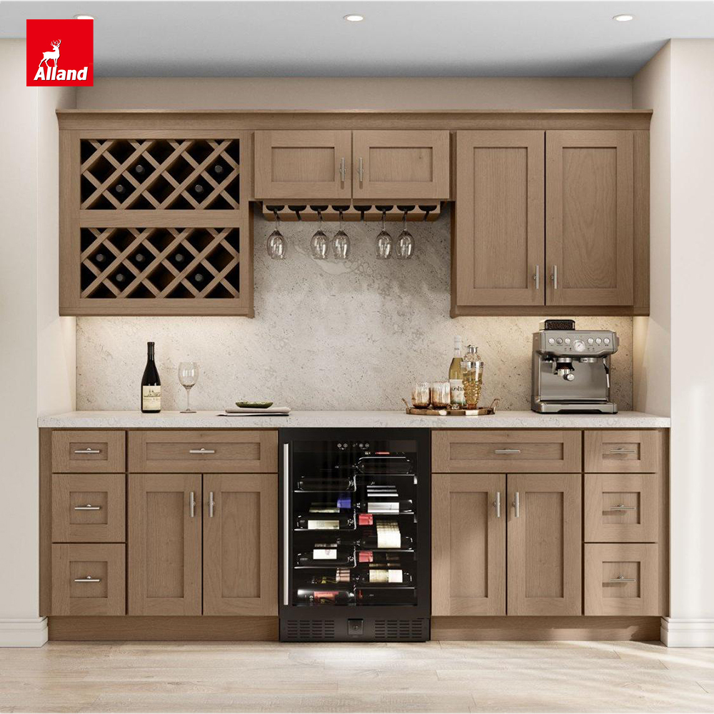 Allandcabinet Modern European Multifunctional Swiss Coffee Smart Farmhouse Coffee Bar Set Kitchen Cabinet With Storage and Sink
