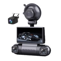 Caméra embarquée 4 canaux 4K personnalisée avec écran IPS 3 pouces, vision nocturne, fixation par ventouse, enregistreur DVR 360° avant/arrière/gauche/droite pour voiture WiFi S23Q