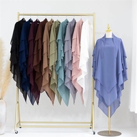Khimar en crêpe jazz double couche respirant pour femmes musulmanes modestes, à nouer sur la tête, long, pour Jilbab, voile de prière, Niqab