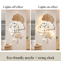 Gingko Feuille TV Fond Mur Art Décor À La Maison Peinture Horloge Créative Fine Sculpture Acrylique LED Peinture