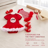 Ensemble de vêtements de Noël pour bébé, 4 pièces, tenue pour nouveau-né, 0-2 ans, hiver, dessin animé, Père Noël, coton, élasthanne, ensemble de vêtements pour nourrissons, vente en gros