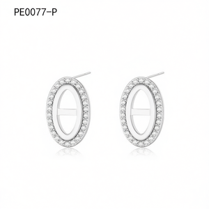 ต่างหูแฟชั่นประดับเซอร์โคเนียสตั๊ด PE0077 สำหรับผู้หญิงเครื่องประดับคุณภาพสูง - Product Image 3