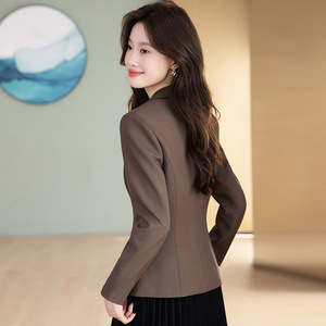 Women's Blazer Solid Color Polyester Anti-Wrinkle Professional Commuter Suit Blue Brown Black 8531yangs - Product Image 4