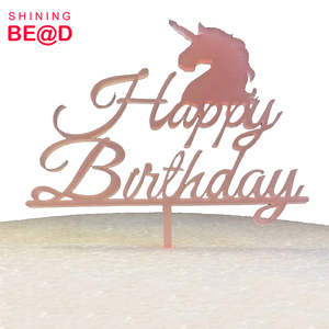 Nuovo moda buon compleanno acrilico Cake Topper <span class=keywords><strong>per</strong></span> la decorazione del partito, stampa floreale buon compleanno acrilico Cake Topper - Product Image 6