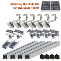 Kits de montage solaire à 2 modules, système de fixation complet avec rails en aluminium, serre-câbles et crochets pour toits en tuiles, ardoises et toits inclinés