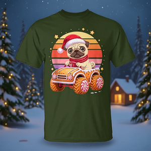 Camiseta navideña con diseño de perro, camión de galletas de jengibre, unisex, talla para adultos - Product Image 3