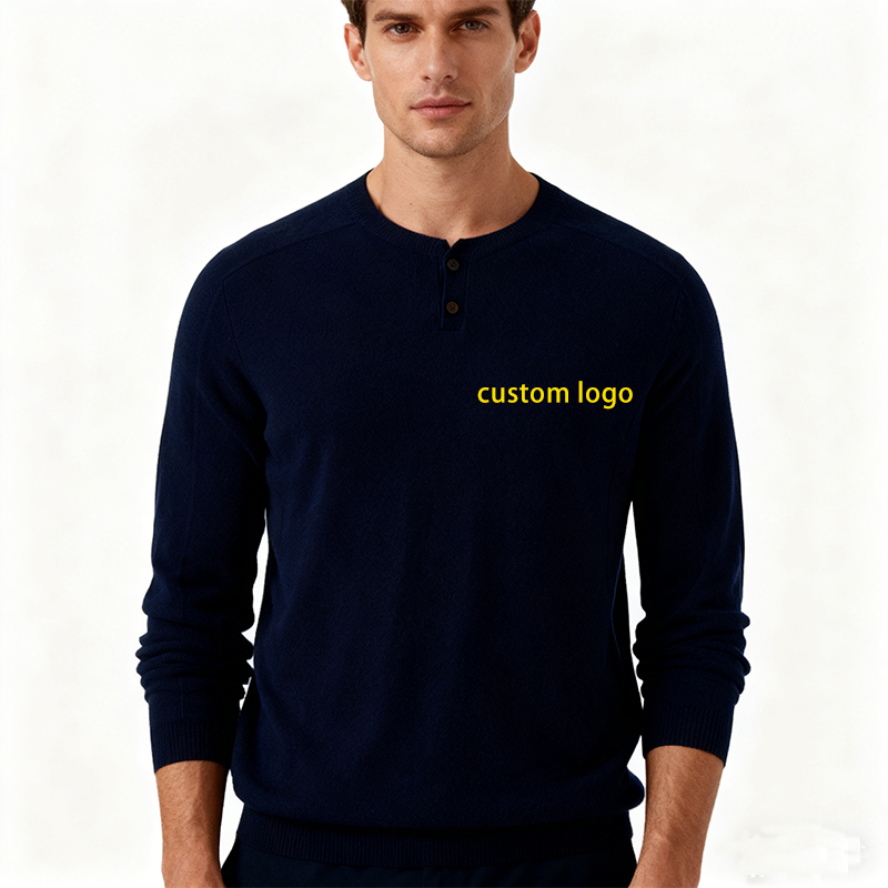 Navy Vintage Sweater Winter Long Sleeve Casual Wool Men's Pullover Knitted Jumpers Custom Logo Sweater