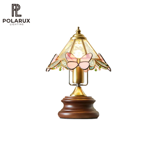 <span class=keywords><strong>Lampe</strong></span> de table Chambre à coucher Chevet Rétro Vintage <span class=keywords><strong>Art</strong></span> déco Bois Métal Vitrail LED Haute qualité Unique <span class=keywords><strong>Lampe</strong></span> de table Jenny Butterfly - Product Image 1
