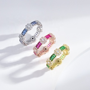 Bague en argent sterling 925 plaqué or 18 carats avec pierres, vente en gros, bijoux fins pour femmes, mariage, bagues colorées en zircon cubique - Product Image 5