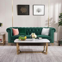 Canapé moderne de style américain avec fermeture à boutons, en tissu de luxe et métal, pour petit salon, design tendance en velours, deux ou trois places