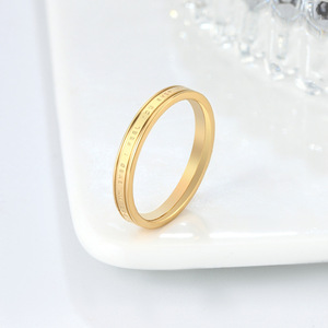 Approvisionnement direct usine : Bague pour homme en acier inoxydable avec lettres coréennes, plaqué or 14 carats, ornement tendance, vente en gros - Product Image 3