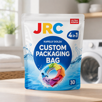 Sachet d'emballage personnalisé avec logo du fabricant pour les capsules de lessive, pochette verticale Doypack avec fermeture éclair