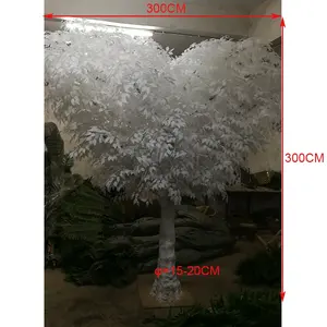 300厘米高度大型室内装饰人造白色心形榕树植物盆景人造 ficina 树