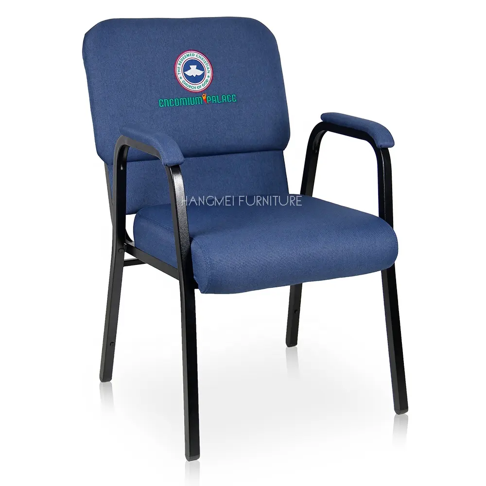 Larger Size Modern Design Church Chair with Armrests and Pocket Custom Logo Wide Metal Theatrical Furniture for Schools