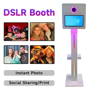 Led Flash Frame Portable Selfie 15.6inch Black Touch Screen Dslr Photo Booth Shell With Camera And Printer For Event