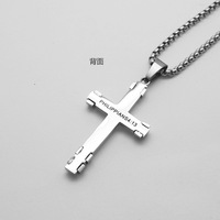 Collier Pendentif Croix Hip Hop Chrétienne en Acier Inoxydable Lisse et Géométrique, Bijou de Mode pour Hommes, Vente en Gros, Inspiré de la Bible Philippiens 4:13