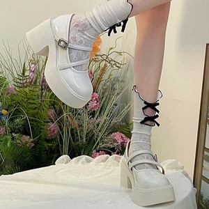 Zapatos de Cuero Negros de Moda con Suela Gruesa y una Sola Correa - Tacones Altos para Mujer al por Mayor - Product Image 3