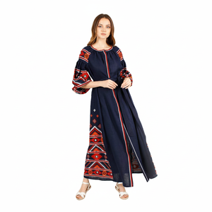 Nouveau style Ukraine Brodé à la main Manches complètes avec ballon Robes ethniques longues Ukraine - Product Image 1