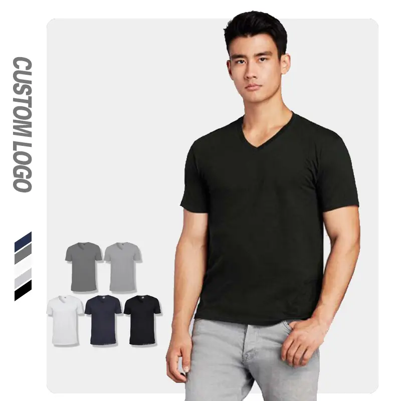 도매 100% 코튼 Vneck Tshirt 인쇄 반팔 티셔츠 인쇄 V 넥 T 셔츠 성인