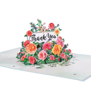 Cartes de remerciement et de bénédiction 3D écologiques au design moderne avec fleurs pour la Fête des Mères, enveloppe et message inclus, vente en gros - Product Image 1