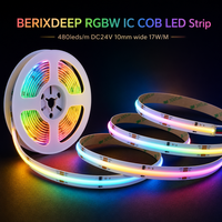 Bande LED COB intelligente multicolore dynamique WS2811 adressable BERIXDEEP RGBW IC 480 LED/m 24V 10mm pour la décoration domestique et commerciale