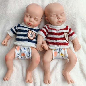 Nouveauté : Poupée bébé <span class=keywords><strong>jumeaux</strong></span> réalistes de 31 cm, bouche ouverte, sensation réaliste, poupée bébé reborn en silicone à vendre, bébé endormi - Product Image 4