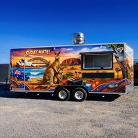Remorque de cuisine mobile en aluminium avec alimentation intégrée pour la vente de nourriture en extérieur, idéale pour les barbecues, les hot-dogs, les frites et la restauration